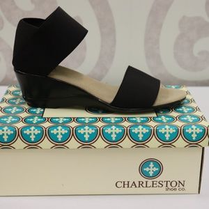 Charleston Shoe Co Justice Black Wedge Sandal NWT